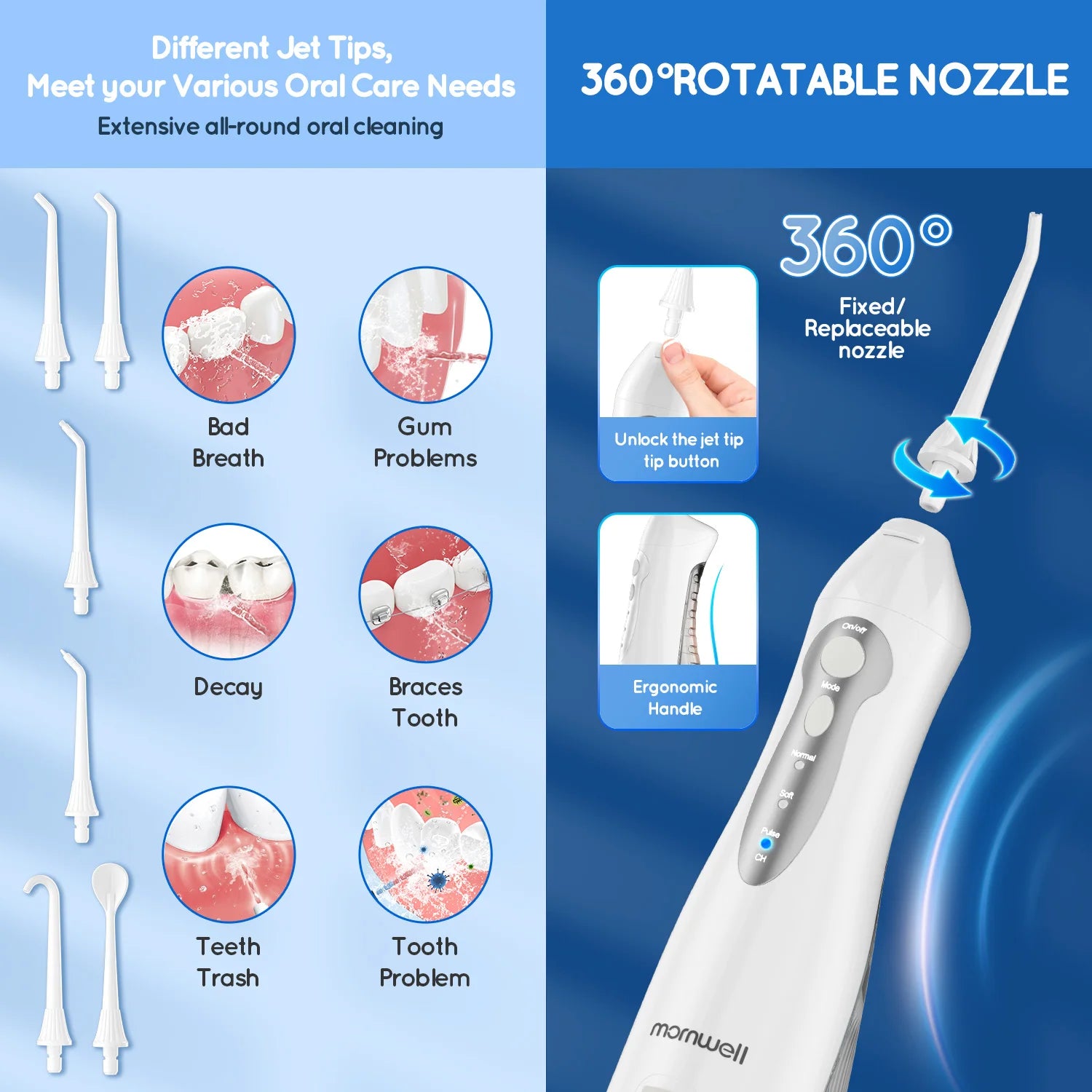 The Smile Flosser Pro — Cordless Water Flosser with 6 Jets, 3 Modes & 30-Day Battery
